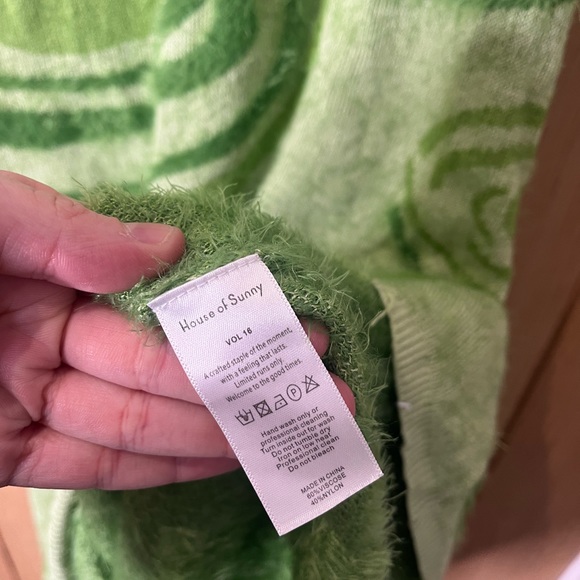 Size 10 House of Sunny green abstract knit dress - Picture 2 of 5